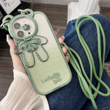 Glitter Bear Shoulder Strap Camera Stand Holder Case for iPhone 14 13 12 series