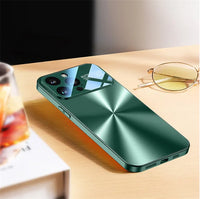 Metal Aurora Glass-like Camera Protector Silicone Case For iPhone 15 14 13 12 series