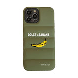 Fashion Bananas Down Jacket Silicone Case For iPhone 14 13 12 series