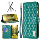 Magnetic Leather Zipper Flip Wallet Case for iPhone 14 13 12 series