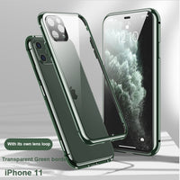 New 360° Full Protection Magnetic Adsorption Metal Glass Phone Case For iPhone 13 12 11 Series