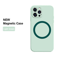 Lens Protective Wireless Charging Magnetic Liquid Silicone Case for iPhone 13 12 11 Pro Max