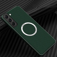 Carbon Fiber Texture Wireless Charging Magsafe Case for Samsung Galaxy S22 S21 Plus Ultra