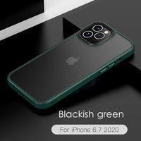 Matte Shockproof Armor Soft Bumper Translucent Hard PC Case For iPhone 12 11 Series