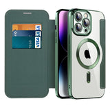 Magnetic Wallet Transparent Flip Leather Case for iPhone 14 13 12 series