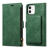 Wallet Leather Zipper Flip Book Case For iPhone 14 13 12 series