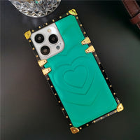 Fashion 3D Love Heart Soft PU Leather Metal Shockproof Case For iPhone 14 13 12 series