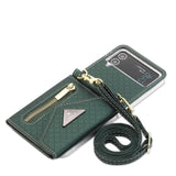 Crossbody Strap Leather Wallet Case For Samsung Galaxy Z Flip 4 3