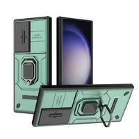 Shockproof Hybrid Armor Slide Camera Lens Case With Magnetic Holder Ring For Samsung Galaxy S23 series