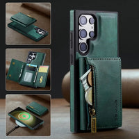 Wireless Charging Magnetic Card Holder Leather Wallet Case For Samsung Galaxy S24 S23 S22 series
