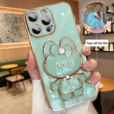 Luxury Holder Color Cute Rabbit Case For Samsung Galaxy S23 S22 Ultra Plus