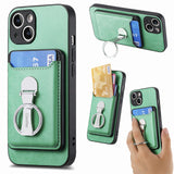 2 in 1 Detachable Magnetic Cards Bag Wallet Leather Case With Ring Holder For iPhone 15 14 13 12 series