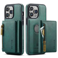 2 In 1 Detachable Magnetic Leather Zipper Wallet Case for iPhone 15 14 13 12 series