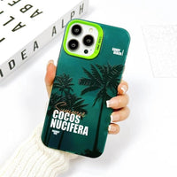 Double Layer Colourful Silver Coconut Tree Case for iPhone 14 13 12 series