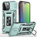 Slide Camera Protection Ring KickStand Armor Case For iPhone 15 14 13 12 series