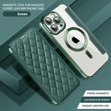 Flip Magnetic Lens Protection Card Holder Leather Case For iPhone 15 14 13 series