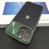 Luxury Slide Camera Lens Cap Transparent Clear Shockproof Case For iPhone 14 13 12 series