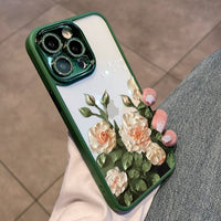 Blooming Roses Diamond Lens Protection Soft Case For iPhone 14 13 12 series