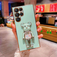 Luxury Stand Holder BearBrick Soft TPU Case For Samsung Galaxy S23 S22 S21 Ultra Plus