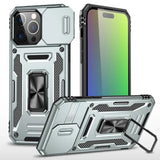 Slide Camera Protection Ring KickStand Armor Case For iPhone 15 14 13 12 series