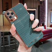 Luxury Stripe Electroplated Gold Plated Silicone Cases for For iPhone 11 Series