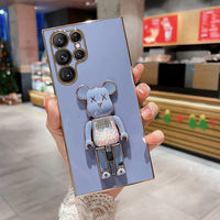 Luxury Stand Holder BearBrick Soft TPU Case For Samsung Galaxy S23 S22 S21 Ultra Plus