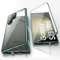 360° Metal Magnetic Full Surround With Screen Camera Tempering Glass Protection Case For Samsung Galaxy S23 S22 S21 Ultra Plus