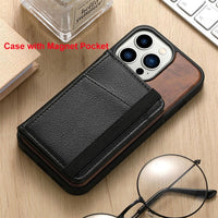 Magnetic Wallet Wood Case for iPhone 14 13 12 series