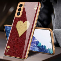 Plated 9H Ceramics Tempered Glass Full Protect Marble Case for Samsung Galaxy S21 Series
