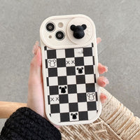 Cute Bear Slide Camera Protection Cartoon Soft Silicone Case for iPhone 14 13 12 series