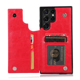 Wallet Case ID Credit Card Slot Holder PU Leather Magnetic Closure Case for S22 Ultra Plus S21 FE