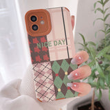 Cute Painting Star Floral Soft Silicone Grid Pattern Case For iPhone 13 12 11 Series