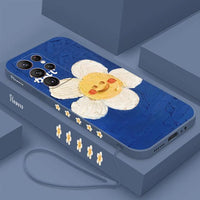 Flowers Mountain Oil Painting Silicone Case For Samsung S23 S22 S21 Ultra Plus