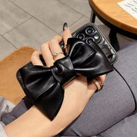 Bow Wrist Stand Diamond Leather Holder Case For iPhone 14 13 12 series