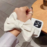 Bow Wrist Stand Diamond Leather Holder Case For iPhone 14 13 12 series