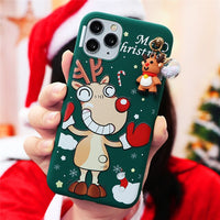 3D Doll Cartoon Christmas Santa Reindeer Tree Gift Case For iPhone 12 Series