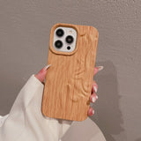 Wooden Grain Texture Solid Color Shockproof Soft Case For iPhone 14 13 12 series