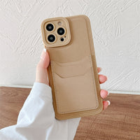 Luxury Leather Silicone Card Holder Case for iPhone 14 13 12 series