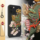 3D Embossed Leather Deer Dragon Full Protect Lens Shockproof Case for iPhone 12 11 Series