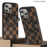 Luxury Wireless Charging Leather Case With 360° Rotating Bracket Phone Case For iPhone 15 14 13 series