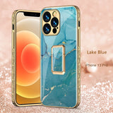 Kickstand Plating Glass Patterned Fashion Waterproof for iPhone 13 series