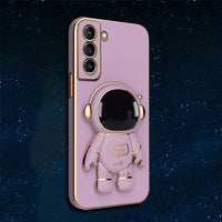 Electroplated Astronaut Folding Stand Camera Protection Case for Samsung Galaxy S22 S21 S20 Ultra Plus