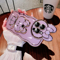 New Cartoon Rabbit Case With Makeup Mirror Holder For iPhone 14 13 12 series