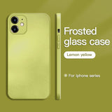 Original Square Frosted Tempered Glass Phone Case For iPhone 12 11 Series