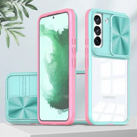 Shockproof Armor Clear Phone Case With Slide Window Camera Protection For Samsung Galaxy S23 S22 Ultra Plus