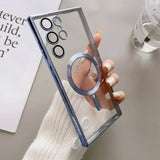 Magnetic Wireless Charging Crystal Clear Silicone Case For Samsung S24 S23 S22 S21 Ultra Plus