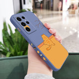 Cute Fat Orange Cat Liquid Silicone Case For Samsung Galaxy S23 S22 S21 series