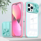 Slide Camera Lens Protection Bumper Shockproof Clear Hard PC Case For iPhone 15 14 13 12 series