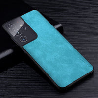 Premium PU Leather Scratch Resistant Solid Color Phone Case for Samsung Galaxy S21 Series