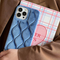 Luxury Flannel Wavy Pattern Case for iPhone 14 13 12 series